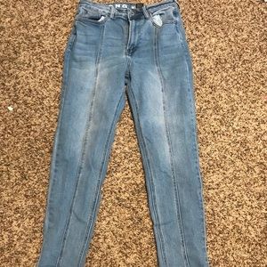 Light wash high rise mom jeans